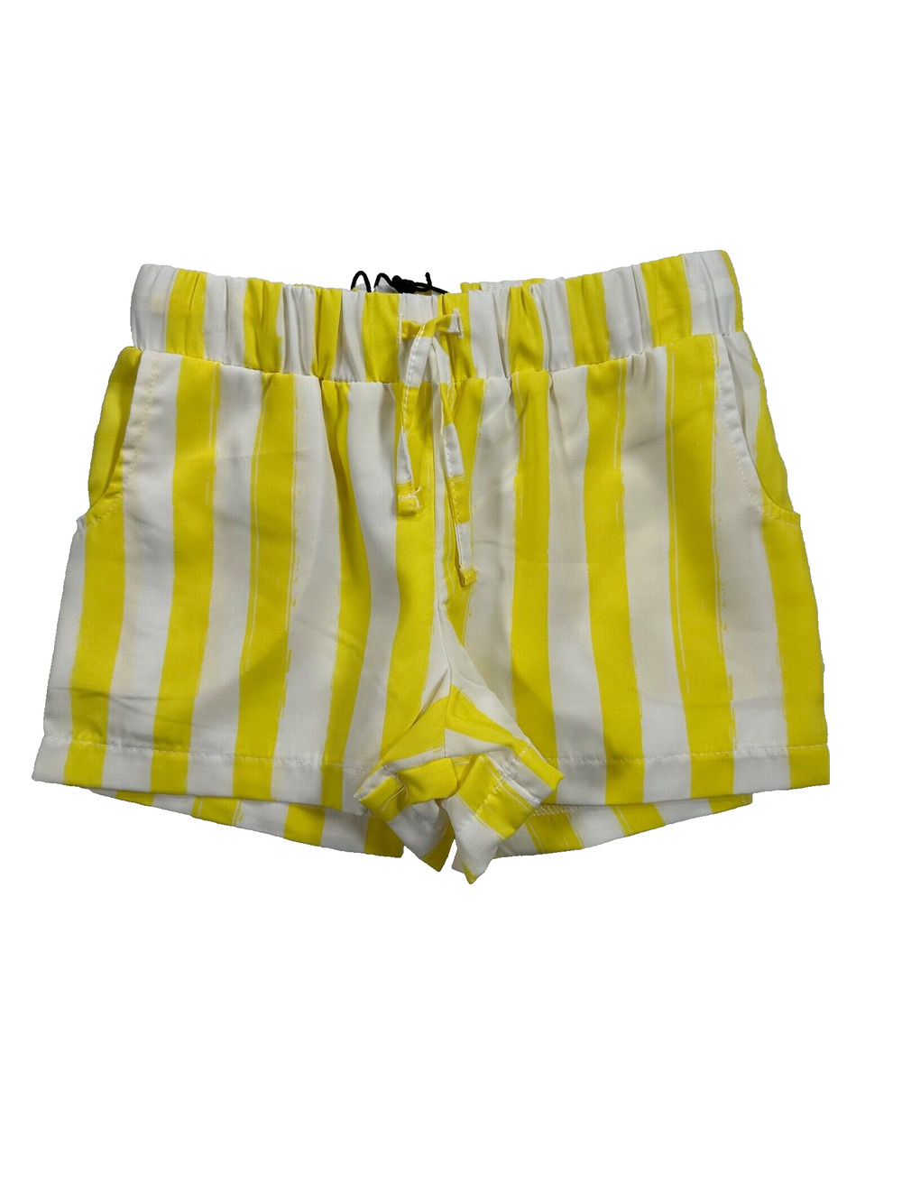 Someone Kids Girls Stripe Shorts Size 140/10 Yellow/White Vertical Elastic Waist